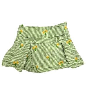Kids Green Daffodil Embroidered Skort‎ Pleated Bow Waist Size 4